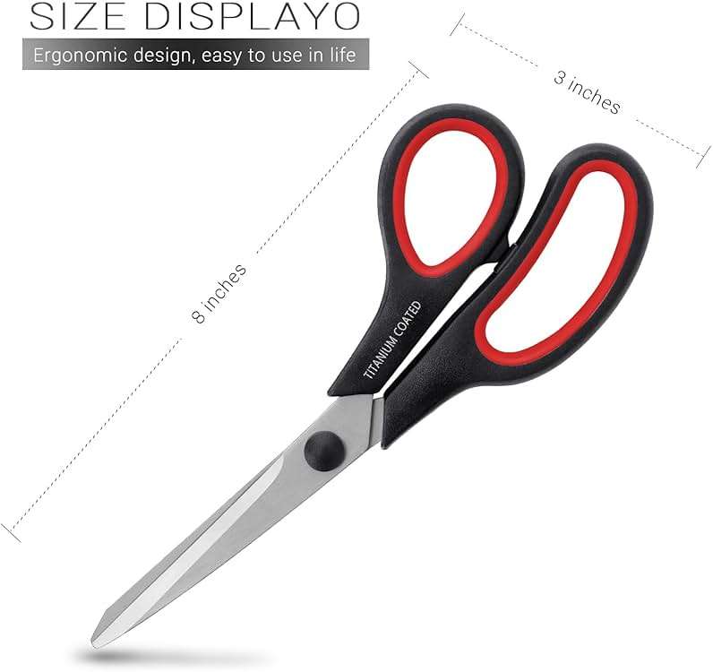 Scissors 8" Multipurpose Right/Left Handed Titanium Coated Sturdy Sharp Scissors for Office Home School Students - Image 4