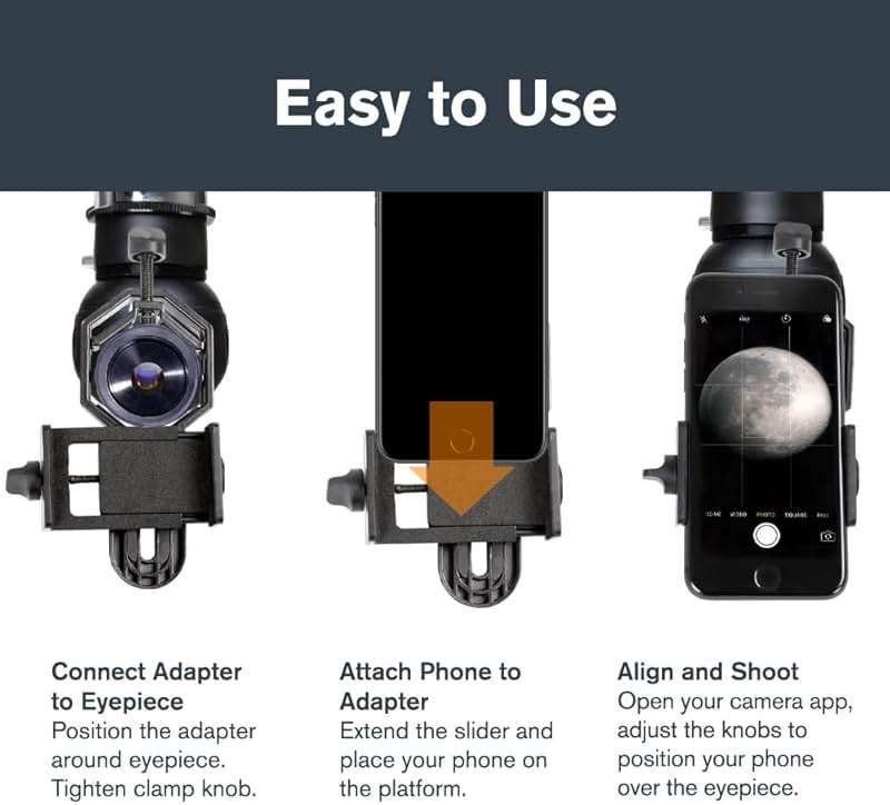 Celestron – Smartphone Adapter and Bluetooth Remote for Telescope, Binoculars & Spotting Scopes – Capture Images & Video Through Your Optics – Simple, Durable, Metal Body - Compact and Travel-friendly - Image 3