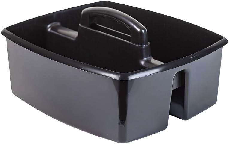 Storex 2-Compartment Large Cleaning Caddy – Multipurpose Supply Organizer with Handle - Black, 1-Pack (00973A06C) - Image 4