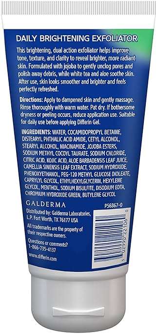 Differin Face Scrub Daily Brightening Exfoliator, Improves Tone and Texture for Acne Prone Skin, Green, 6 Fl Oz (Packaging May Vary) - Image 2