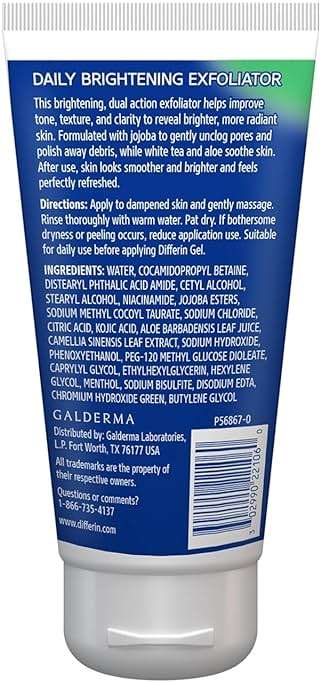 Differin Face Scrub Daily Brightening Exfoliator, Improves Tone and Texture for Acne Prone Skin, Green, 6 Fl Oz (Packaging May Vary) - Image 9