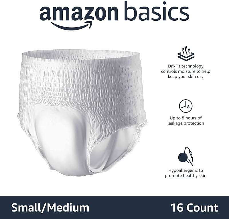 Amazon Basics Unisex Protective Underwear, Overnight Absorbency, Small/Medium, 16 Count - Image 2