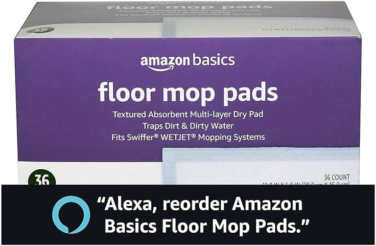 Amazon Basics Floor Cleaning Wet Mopping Pads, Super Absorbent, Fits Swiffer WetJet Mopping Systems, 36 Count, Packaging May Vary - Image 6