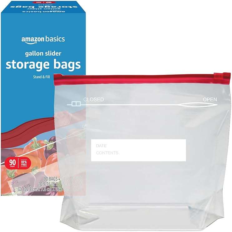 Amazon Basics Slider Gallon Food Storage Bags, BPA Free, Stand-Up Bottom, Easy to Fill, 90 Count - Image 3