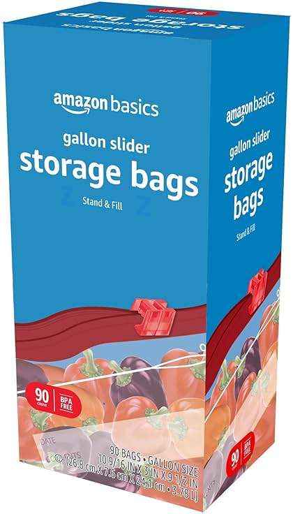 Amazon Basics Slider Gallon Food Storage Bags, BPA Free, Stand-Up Bottom, Easy to Fill, 90 Count - Image 5