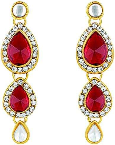 Aheli Traditional Kundan Long Necklace Bharatanatyam jewellery set with Earring Maang Tikka Gift for Women - Image 6