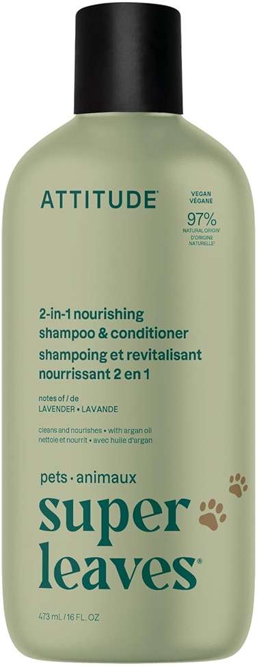 Attitude 2in1 Nourishing Shampoo and Conditioner for Cat & Dog, Vegan and Cruelty-Free, Lavender & Argan Oil, 16 Fl Oz - Image 1
