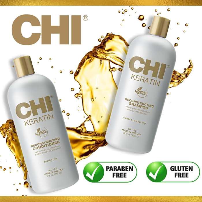 CHI Moisturize It Duo Keratin Shampoo & Conditioner Set, Hydrating Formula Restores & Strengthens Hair, Sulfate & Paraben-Free, 2 Bottles, 32 Oz - Image 3