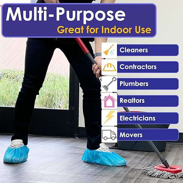 Buena Goods 100 Pack Extra Large Disposable Blue Boot and Shoe Covers - Indoor Reusable Shoe Covers Disposable - Non Slip Booties - Fits US Men's Size 14 and Women's 16 Size - Image 3