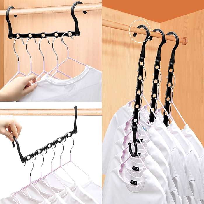 Closet Organizers and Storage, 8 Pack Stronger Space Saving Hangers for 40 Clothes, College Dorm Room Essentials for Guys Girls, Clothes Hanger with 5 Holes, Closet Storage, Magic Home Organization - Image 5