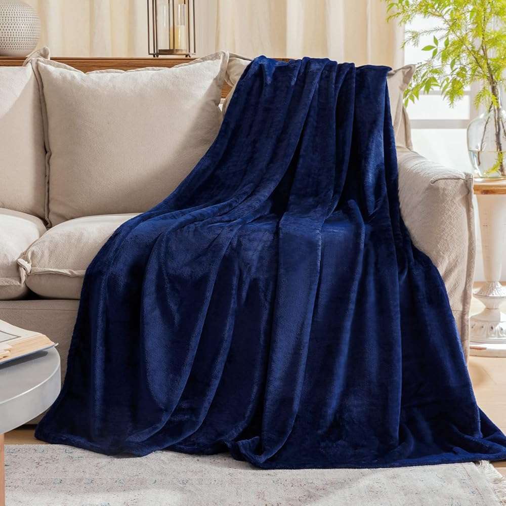 Fleece Plush Throw Blanket Navy Blue(50 by 60 Inches),Super Soft Fuzzy Cozy Flannel Blanket for Couch Sofa.Microfiber Blanket Lightweight - Image 1