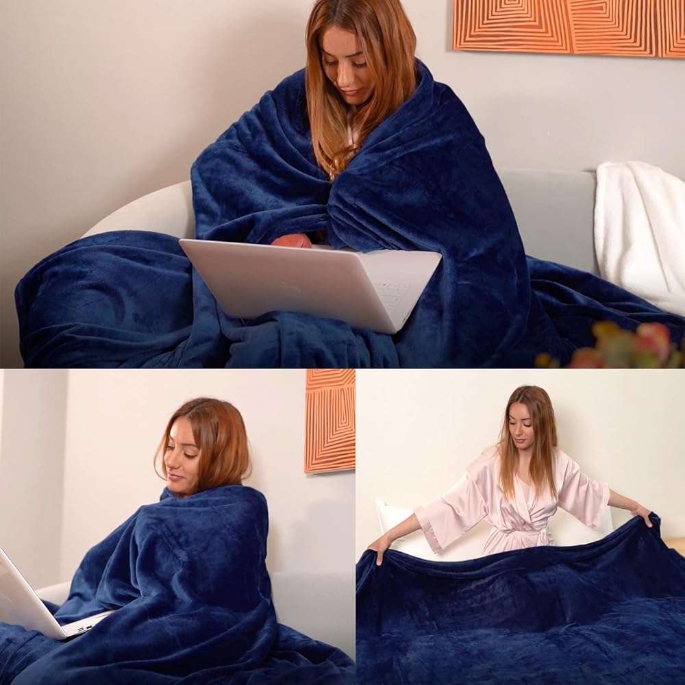 Fleece Plush Throw Blanket Navy Blue(50 by 60 Inches),Super Soft Fuzzy Cozy Flannel Blanket for Couch Sofa.Microfiber Blanket Lightweight - Image 2