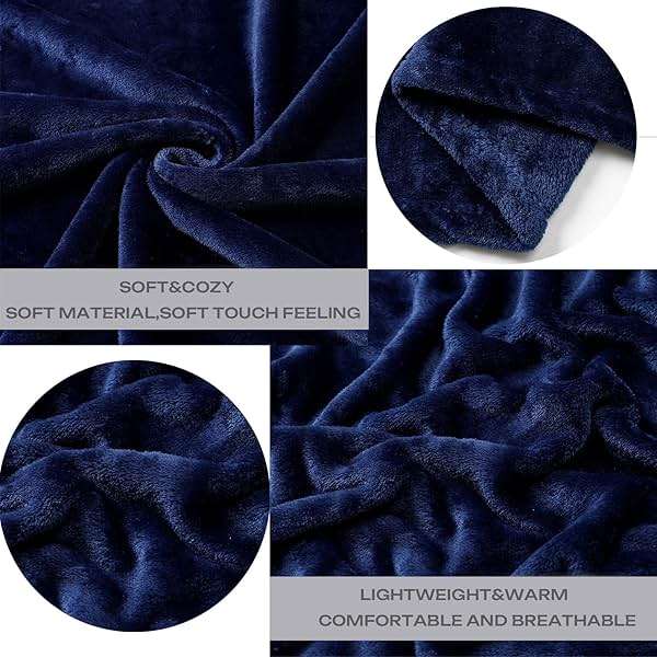 Fleece Plush Throw Blanket Navy Blue(50 by 60 Inches),Super Soft Fuzzy Cozy Flannel Blanket for Couch Sofa.Microfiber Blanket Lightweight - Image 4