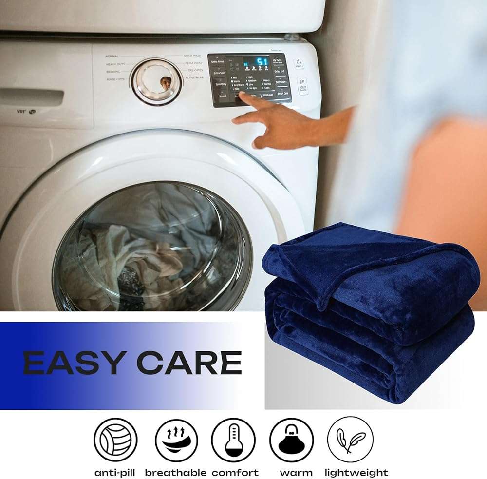 Fleece Plush Throw Blanket Navy Blue(50 by 60 Inches),Super Soft Fuzzy Cozy Flannel Blanket for Couch Sofa.Microfiber Blanket Lightweight - Image 5