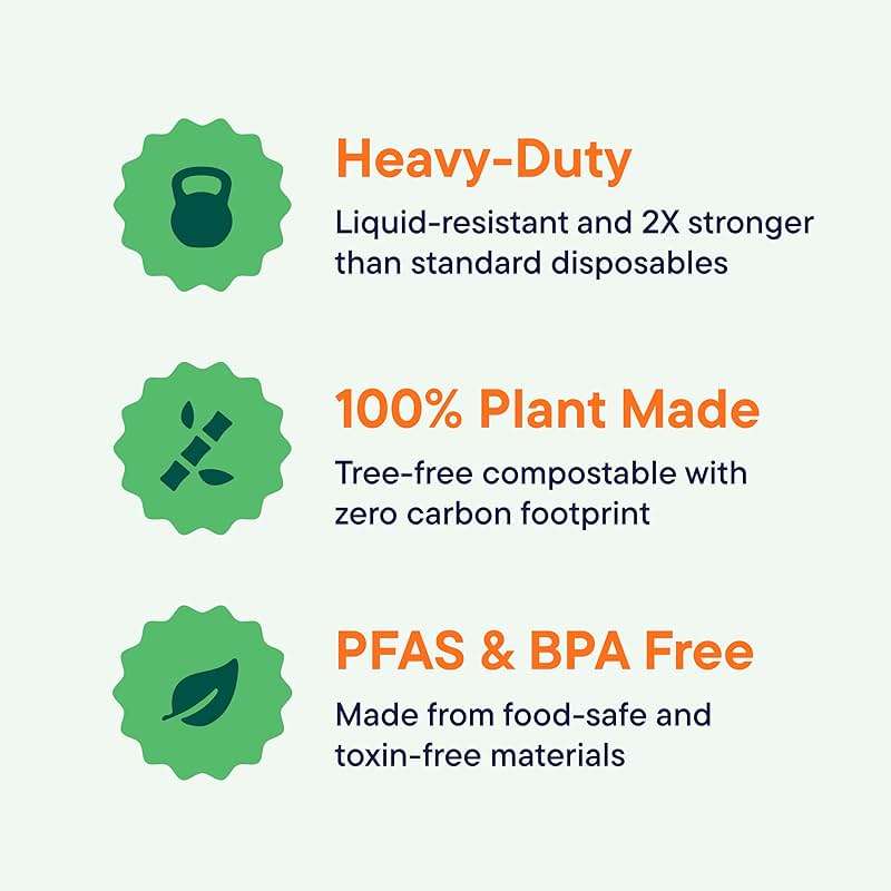 100% Compostable Disposable Paper Plates [125-Pack] - (PFAS-Free) - [10 Inch] Heavy Duty, Eco-Friendly, Biodegradable Bagasse Dinner Plates - Natural Brown 10" Plate by Stack Man (BPI Certified) - Image 3