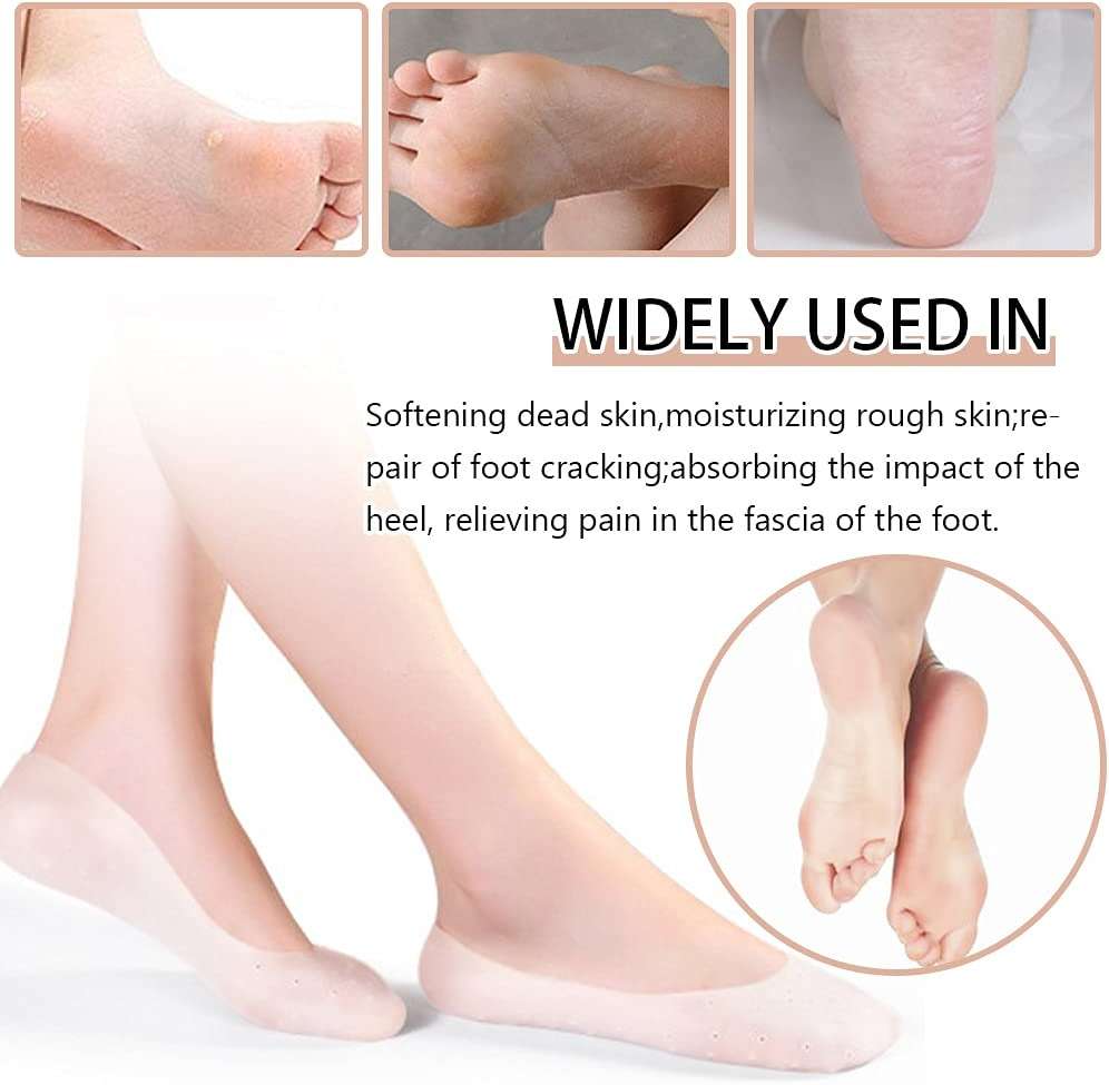 JEWYOCO Moisturizing Socks 3 Pairs Soft Breathable Spa Repairing and Softening Dry Cracked Feet Skins Ventilate Style White Size 5-9 - Image 2
