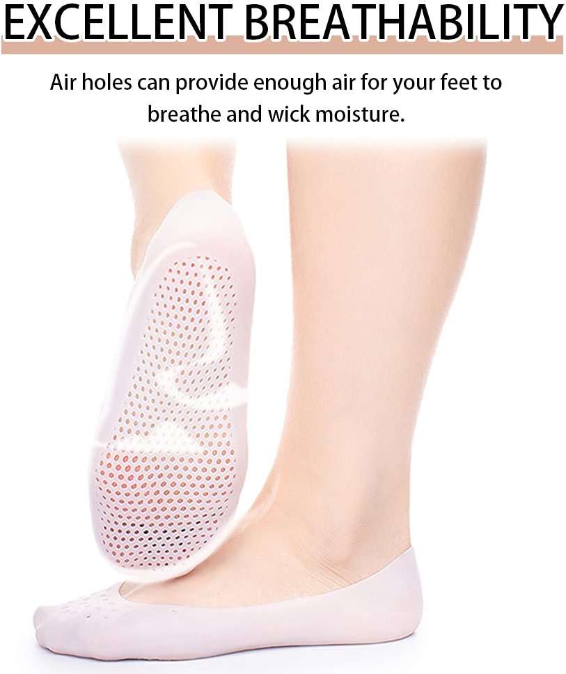 JEWYOCO Moisturizing Socks 3 Pairs Soft Breathable Spa Repairing and Softening Dry Cracked Feet Skins Ventilate Style White Size 5-9 - Image 3