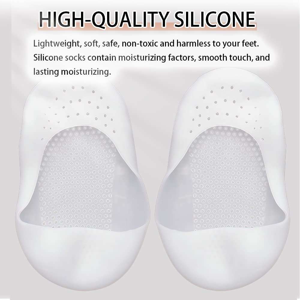 JEWYOCO Moisturizing Socks 3 Pairs Soft Breathable Spa Repairing and Softening Dry Cracked Feet Skins Ventilate Style White Size 5-9 - Image 4