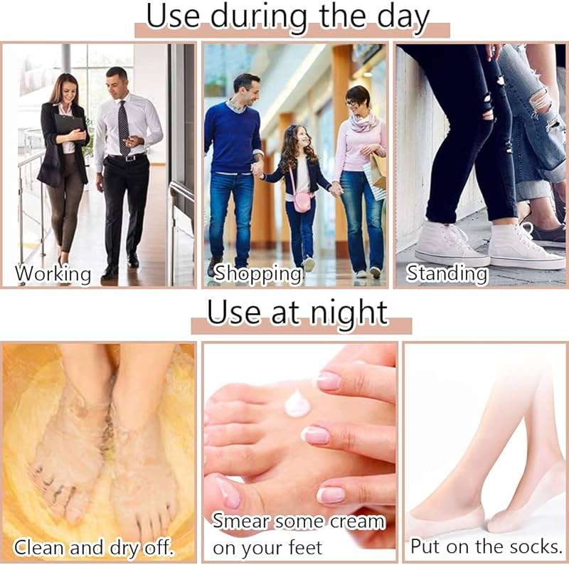 JEWYOCO Moisturizing Socks 3 Pairs Soft Breathable Spa Repairing and Softening Dry Cracked Feet Skins Ventilate Style White Size 5-9 - Image 6