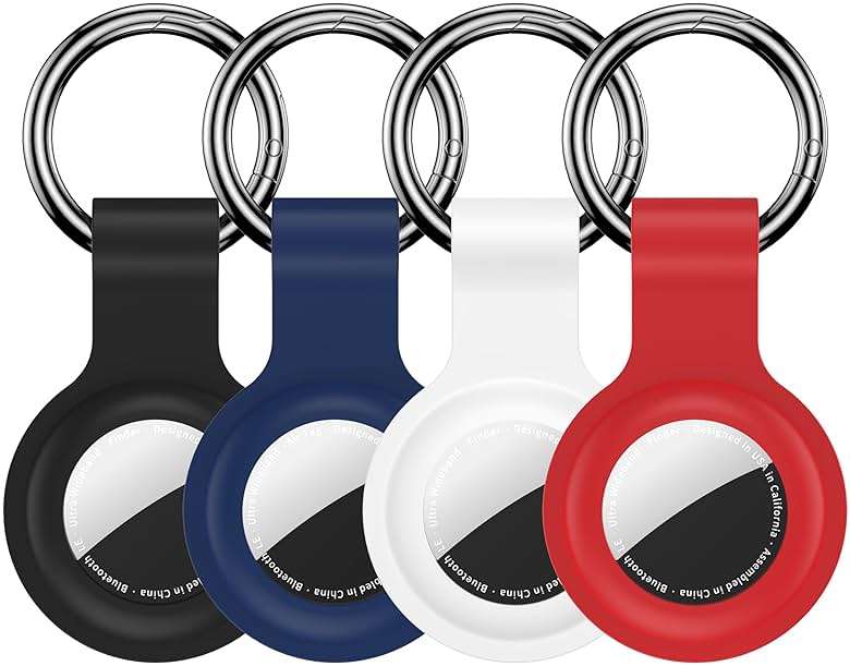 Compatible with AirTag Holder Case Keychain 4 Pack, for AirTag 1st & 2nd Generation Key Chain Ring Case Cover for Air Tag Holder GPS Tracker Item Air Tags Finders Air Tagholder for Kids,Bags,Luggages - Image 1