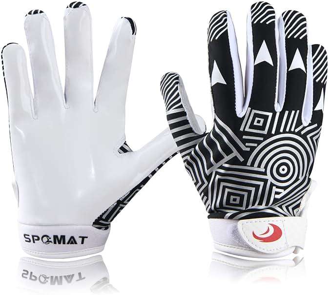 SPOMAT Youth Football Gloves Kids Silicone Grip Receiver Gloves with Super Stick Ability for Best Game Experience - Image 1