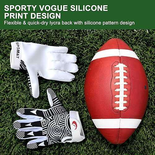 SPOMAT Youth Football Gloves Kids Silicone Grip Receiver Gloves with Super Stick Ability for Best Game Experience - Image 6
