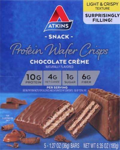 Atkins Chocolate Crème Protein Wafer Crisps, Protein Dessert, 4g Net Carb, 1g Sugar, High in Fiber, Keto Friendly, 5 Count - Image 2
