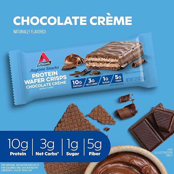 Atkins Chocolate Crème Protein Wafer Crisps, Protein Dessert, 4g Net Carb, 1g Sugar, High in Fiber, Keto Friendly, 5 Count - Image 4