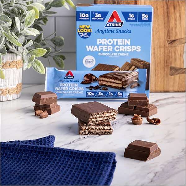 Atkins Chocolate Crème Protein Wafer Crisps, Protein Dessert, 4g Net Carb, 1g Sugar, High in Fiber, Keto Friendly, 5 Count - Image 6