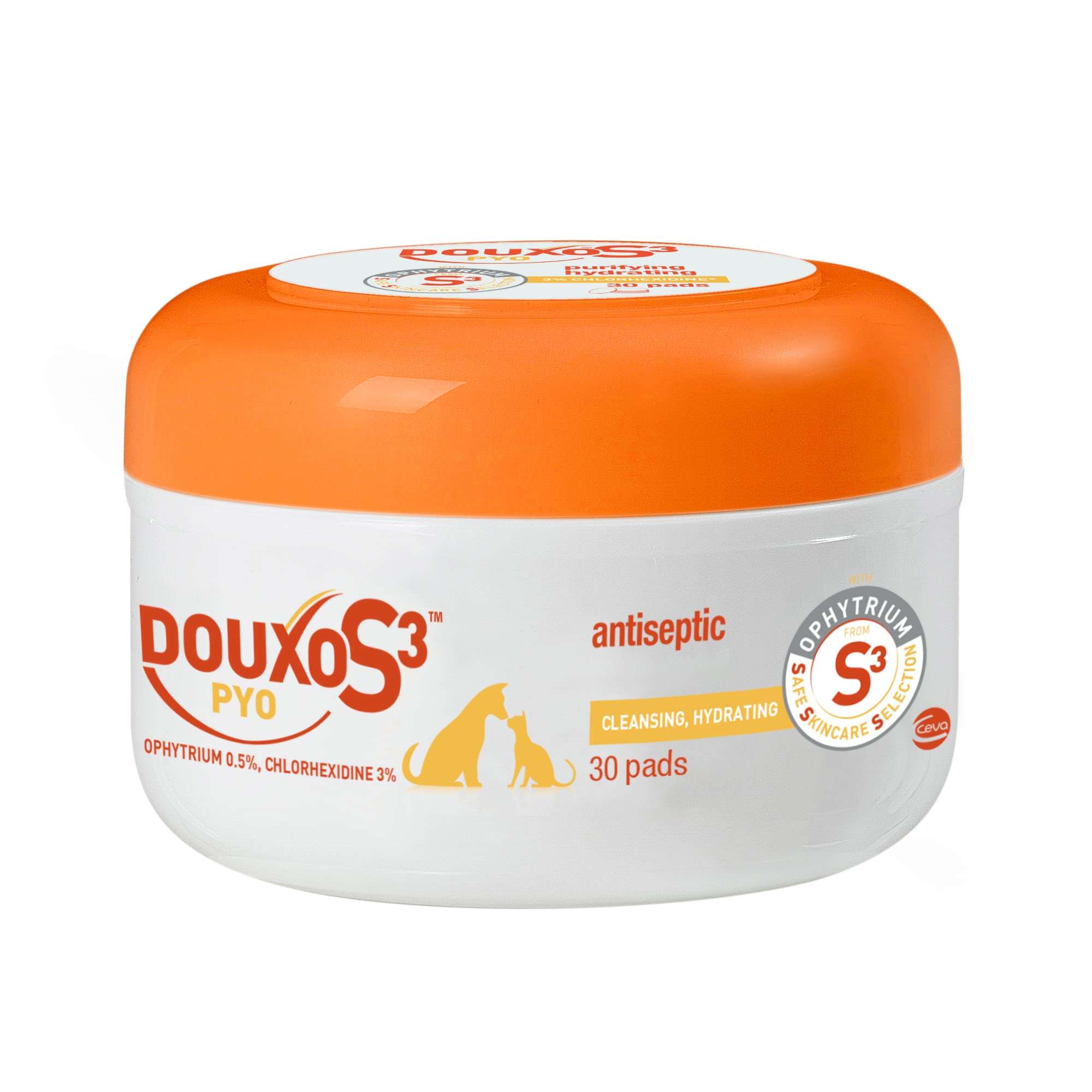 Douxo S3 PYO Pads, 3% Chlorhexidine Wipes for Dogs and Cats, Antiseptic Dog Wipes For Bacterial or Yeast Skin Infections, 0.5% Ophytrium Clinically Proven, 30 Pads - Image 2