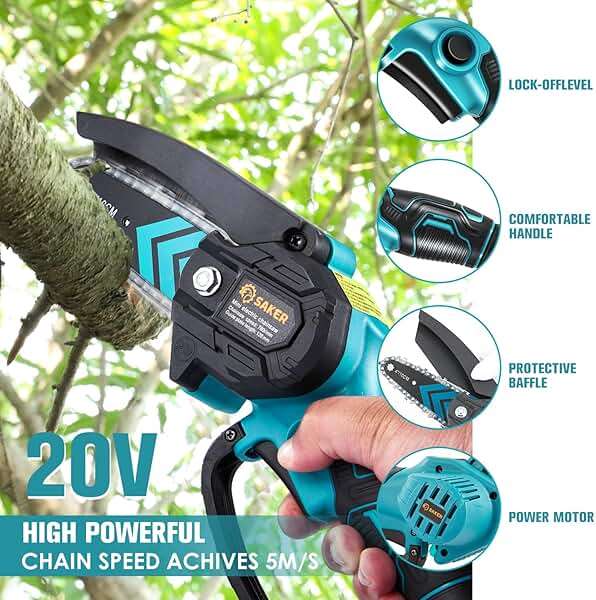 Saker Mini Chainsaw,Portable Electric Chainsaws Cordless,Handheld Chain Saw Pruning Shears Chain Saws for Tree Branches,Courtyard,Household and Garden,Father Day Gift for Men Dad Husband Women - Image 4