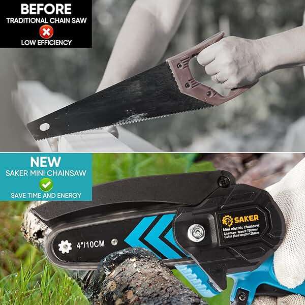 Saker Mini Chainsaw,Portable Electric Chainsaws Cordless,Handheld Chain Saw Pruning Shears Chain Saws for Tree Branches,Courtyard,Household and Garden,Father Day Gift for Men Dad Husband Women - Image 6