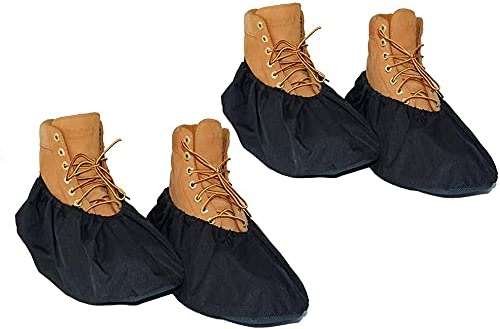 2 Pairs Non Slip waterproof Reusable shoe Covers for contrators and Carpet Floor Protection, Machine Washable. SMALL - Image 1