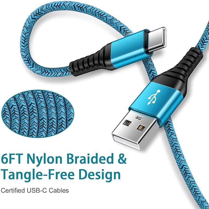 C Charger Cord Fast Charging USB Type C Cable Android Charger Cables 6FT 2Pack for Samsung Galaxy S26 S25 S24 S23 S22 S21 S20 Ultra S20+ Note 20 10 S10 S9 Plus A12 A11 A52 Google Pixel 6 5 4 4a 3a XL - Image 3
