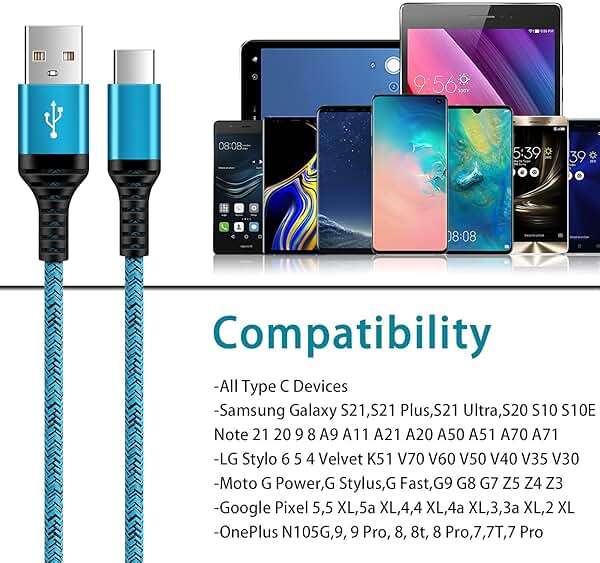 C Charger Cord Fast Charging USB Type C Cable Android Charger Cables 6FT 2Pack for Samsung Galaxy S26 S25 S24 S23 S22 S21 S20 Ultra S20+ Note 20 10 S10 S9 Plus A12 A11 A52 Google Pixel 6 5 4 4a 3a XL - Image 7