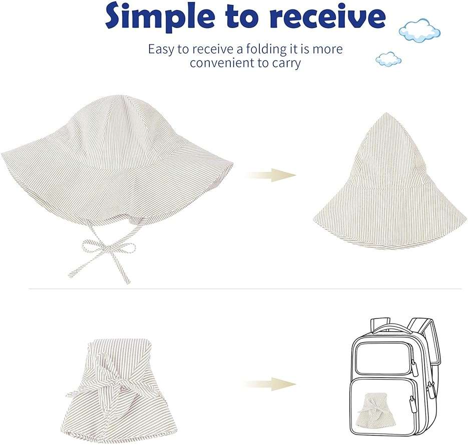 Zando UPF 50+ Baby Sun Hat for Baby Girl Boy 0-4T - Wide Brim Toddler Bucket Hat Adjustable Strap Infant Hats for Outdoor - Image 6