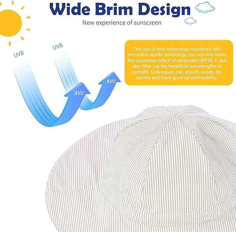 Zando UPF 50+ Baby Sun Hat for Baby Girl Boy 0-4T - Wide Brim Toddler Bucket Hat Adjustable Strap Infant Hats for Outdoor - Image 8