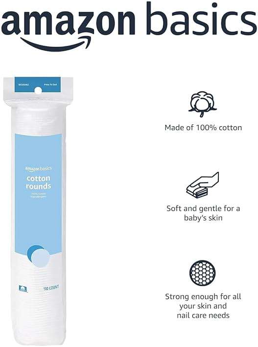 Amazon Basics Hypoallergenic 100% Cotton Rounds for Makeup Remover and Skincare, All Skin Types, 600 Count, 6 Packs of 100 Count - Image 3