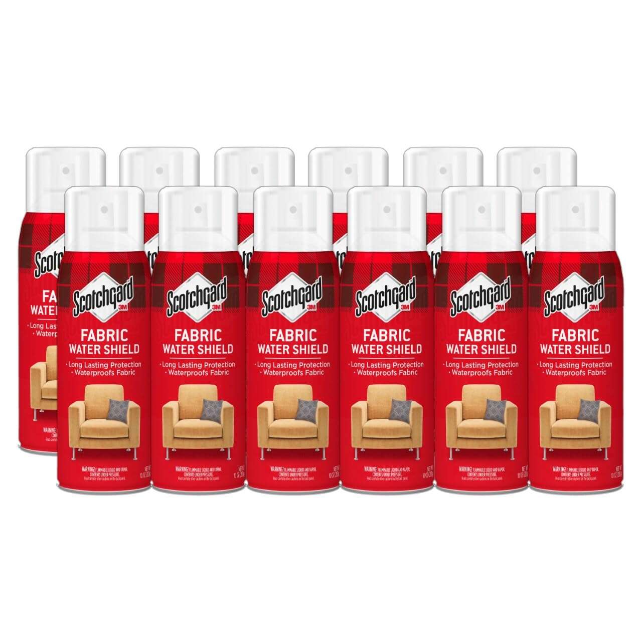 Scotchgard Fabric Water Shield, 120 Ounces (Twelve, 10 Oz Cans), Repels Water, Ideal for Couches, Pillows, Furniture, Shoes and More, Long Lasting Protection - Image 1