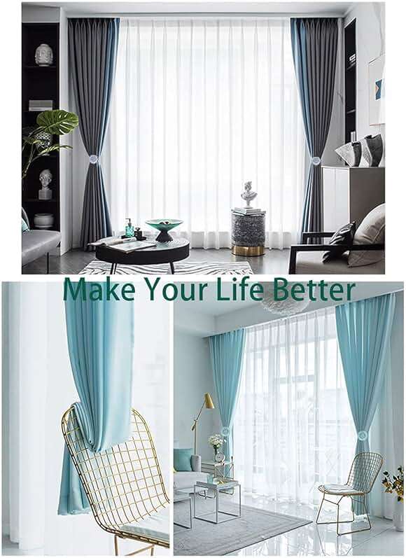 Magnetic Tiebacks for Curtains, 2 Pack Sparkling Crystal Flower Curtain Tiebacks Curtain Buckle Clips with High-Elastic Spring Wire for Home Office Decoration (White) - Image 6