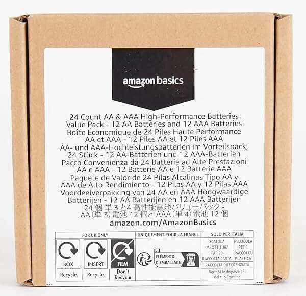 Amazon Basics 24 Count AA & AAA High-Performance Alkaline Batteries Value Pack - 12 Double AA Batteries and 12 Triple AAA Batteries - Image 7