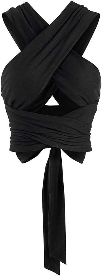 ZAFUL Womens Ribbed Halter Crop Top Ruched Lace-up Cropped Cami Bandana Top Criss Cross Wrap Print Tank Top - Image 1
