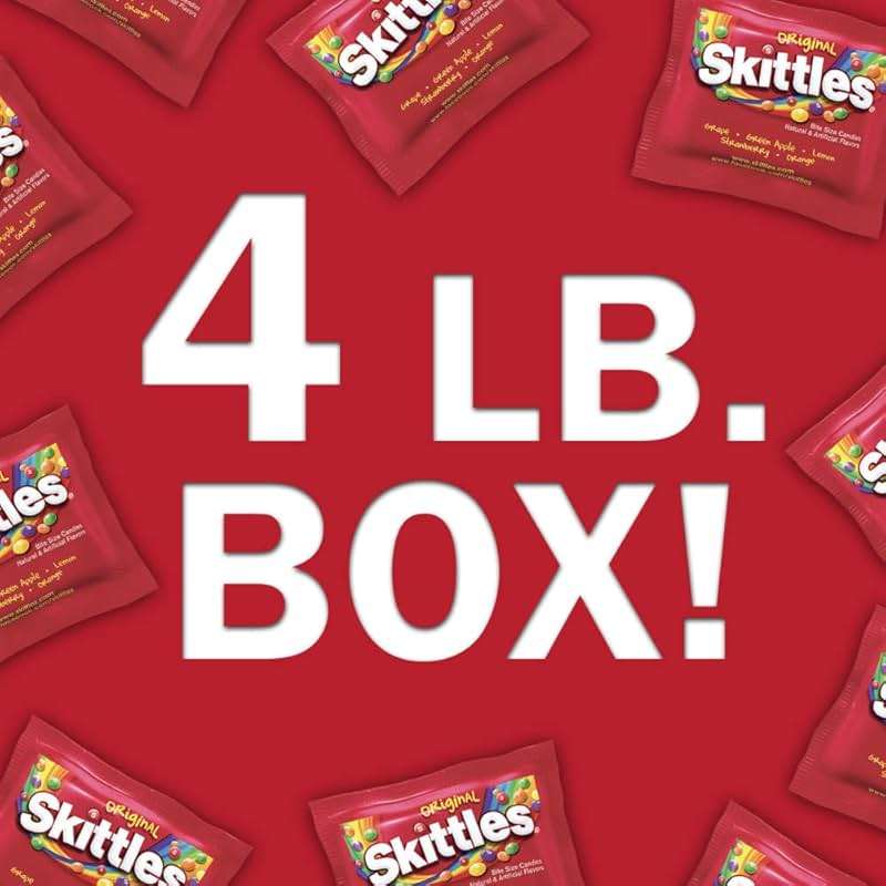 SKITTLES Original Fun Size Chewy Candy Bulk Pack, 4 Pound Box - Image 4