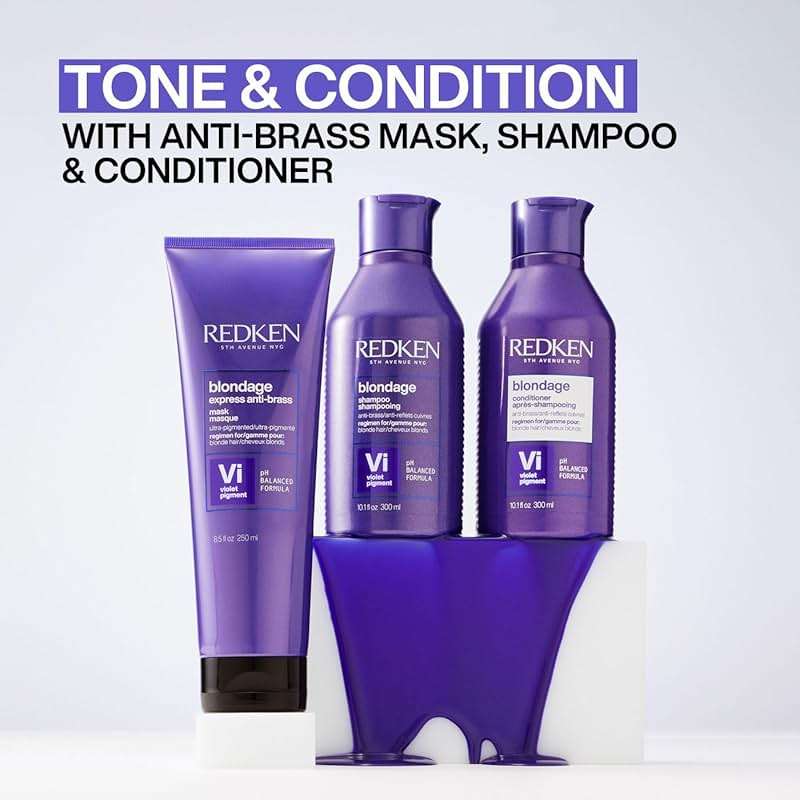 Redken Blondage Purple Shampoo and Conditioner Set For Blonde & Highlighted Hair - Neutralizes Brass & Moisturizes Hair With Pure Violet Pigments, Color Depositing, 10.1 Fl Oz (Pack of 2) - Image 5