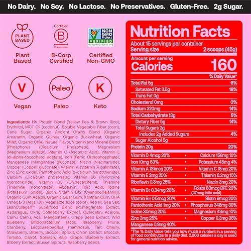 Happy Viking Plant-Based Protein Powder +100 Superfoods Strawberry Meal Replacement Shake, Created by Venus Williams, 30g Plant Protein, 10g Fiber, Vegan, Gluten-Free, Non-GMO,15 Meals - Image 5