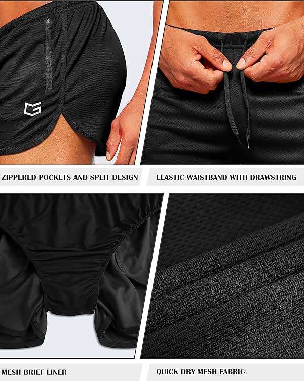 G Gradual Men's Running Shorts 3 Inch Quick Dry Gym Athletic Jogging Shorts with Zipper Pockets - Image 4