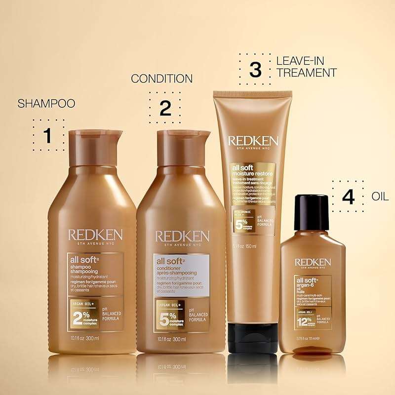 Redken All Soft Shampoo and Conditioner Set - Gently Cleanses and Softens, Moisturizing and Hydrating Set For Dry, Brittle Hair, With Argan Oil - Image 7