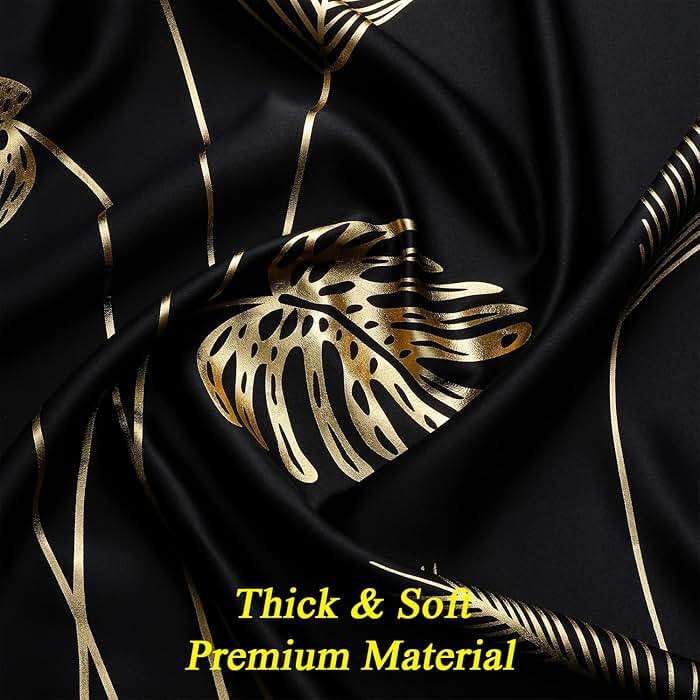 Estelar Textiler Black Blackout Curtains for Bedroom 84 Inches Long, Room Darkening Grommet Thermal Insulated Curtains for Living Room, Light Blocking Drapes with Gold Print Design,52Wx84L,2 Panels - Image 4