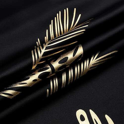 Estelar Textiler Black Blackout Curtains for Bedroom 84 Inches Long, Room Darkening Grommet Thermal Insulated Curtains for Living Room, Light Blocking Drapes with Gold Print Design,52Wx84L,2 Panels - Image 9