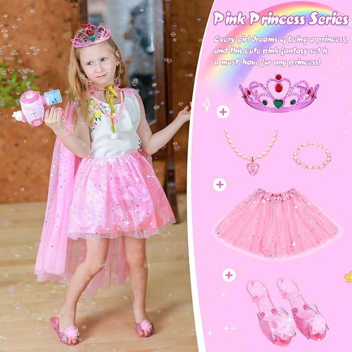 Meland Princess Dress Up for Girls - Dress Up Clothes with Shoes & Skirts, Princess Toys for Toddler Girl 3,4,5,6 Years - Image 2